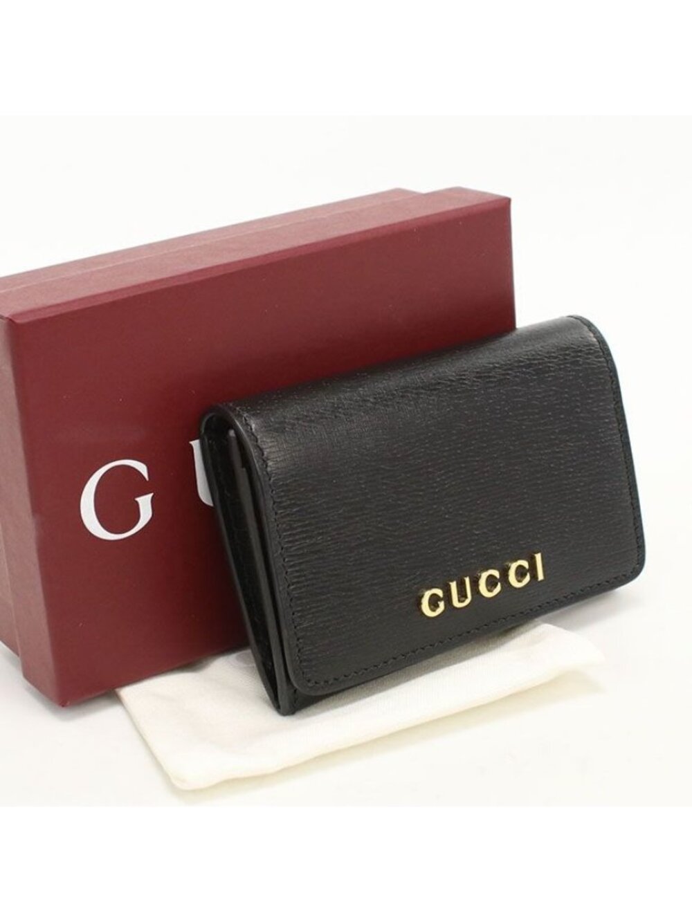 Gucci Card Case Script Business Leather
